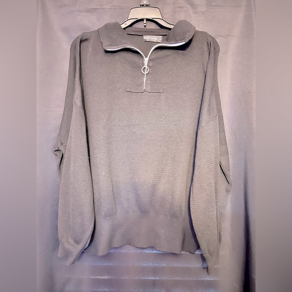 Black quarter zip pullover sweater